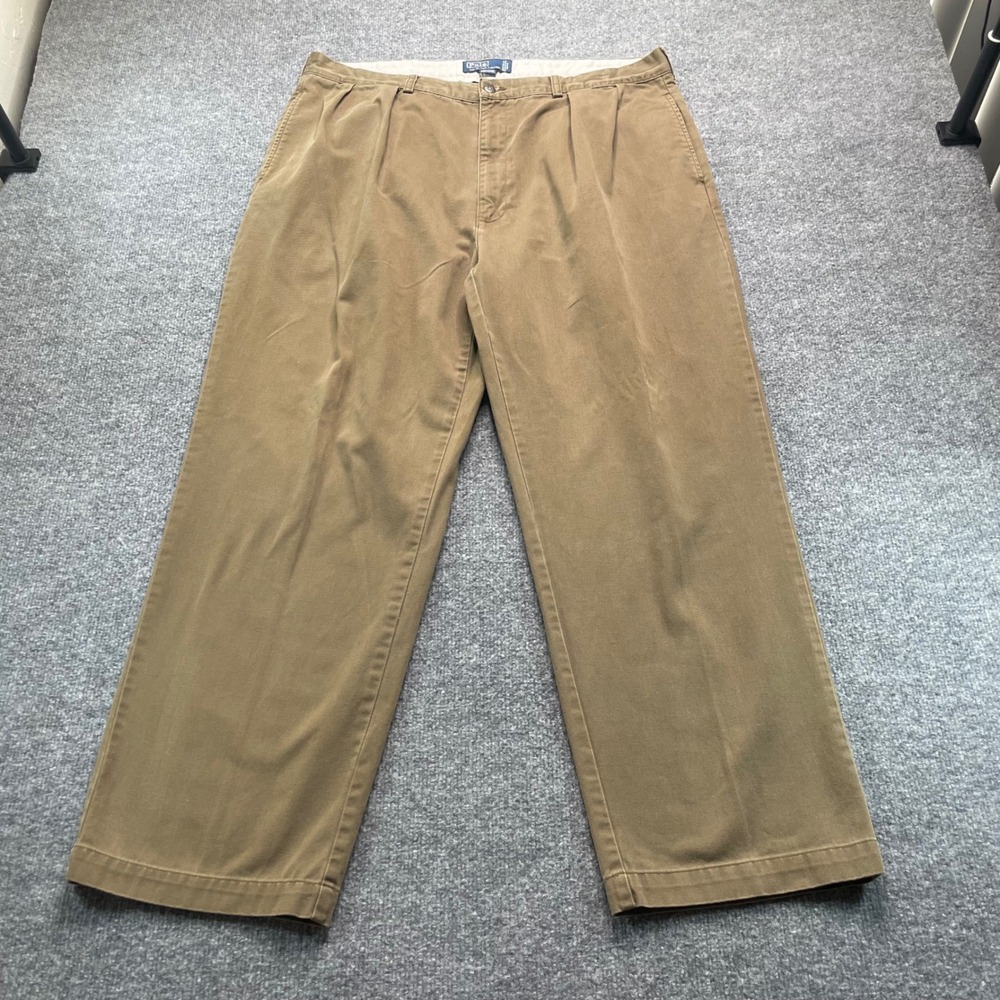 Polo Ralph Lauren Andrew Pant Mens 40/30 Brown Pleated Cotton Chino